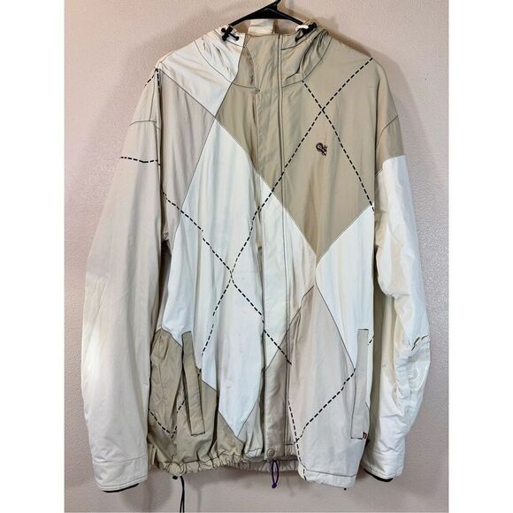 Quiksilver Argyle Tan Ski Snowboarding Winter Snow Hooded Jacket Coat XL Men's - Picture 1 of 16